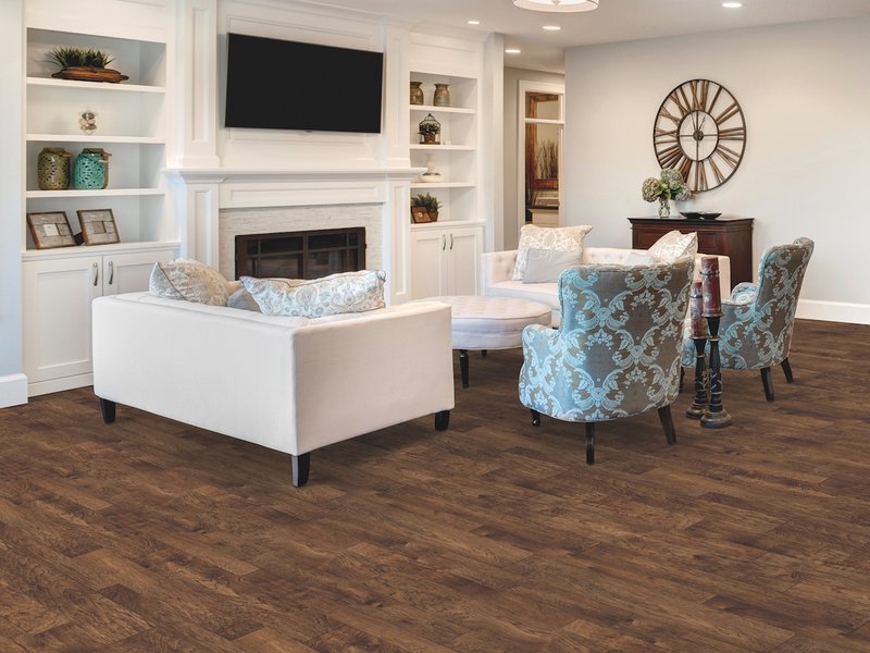 Living room with white sofas and accent chairs